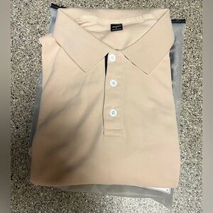 Manfinity long sleeve polo shirt Tan/Beige with Black Cuffs Large NWT